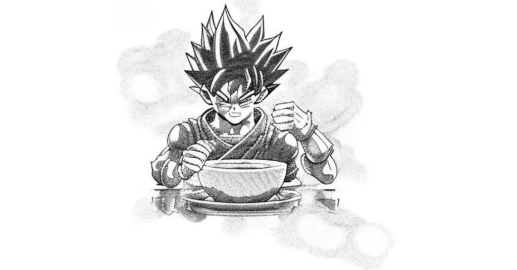 Goku Comiendo con Entusiasmo